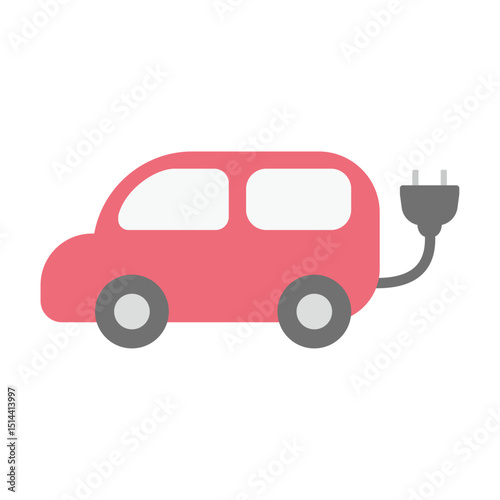 電気自動車のベクターイラスト：エコカー・クリーンエネルギー - Electric Vehicle Vector Illustration: Eco-Car and Clean Energy