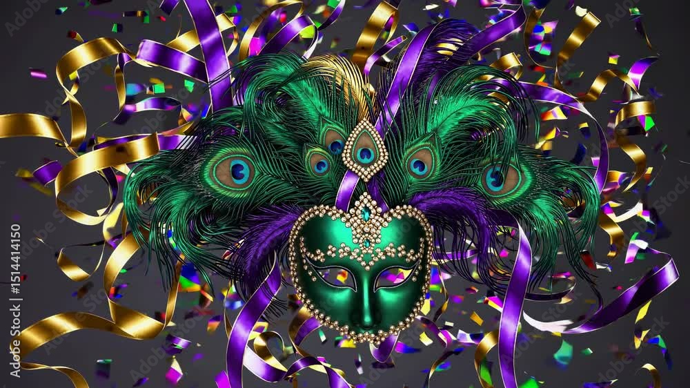 Emerald Green Mardi Gras Mask Loop Emerald Green Mardi Gras Mask Loop