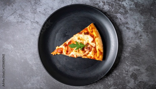 Wallpaper Mural pizza slice plating with garnish and sauce with dark plate at the top table Torontodigital.ca