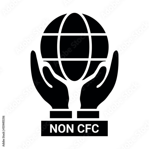 NON CFC Symbol – Eco-Friendly Hands Holding Globe Logo Design