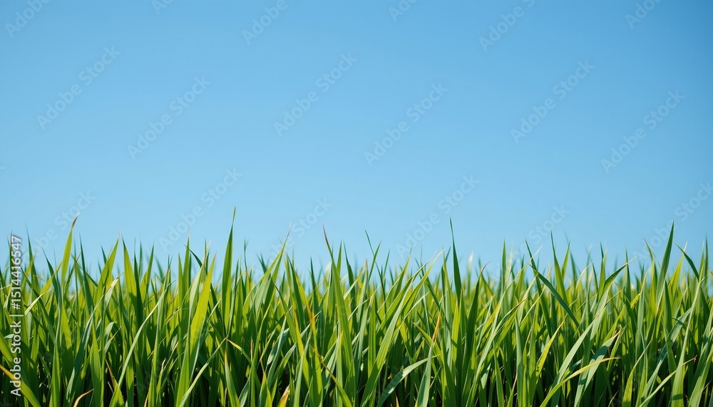 Fototapeta premium a retro image of grass, centered, ,no text, no logo, sky blue background