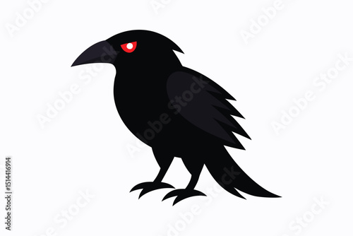 Crow Raven Halloween on White Background