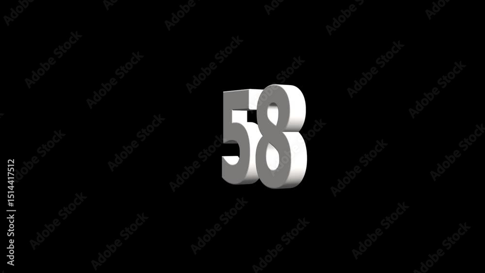 3D Shiny metallic countdown sequence with rotating numbers . white color countdown timer animation and black background . 3D Shiny metallic countdown sequence with rotating numbers . white color countdown timer animation and black background .