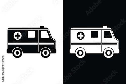 Ambulance Vector Icon. Emergency Vehicle Silhouette for Web & Design Use