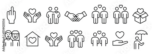 help and support icon pack – clean vector graphics for medical and social care

