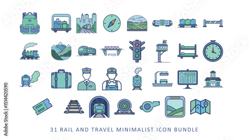 Rail Travel Minimalist Icon Set