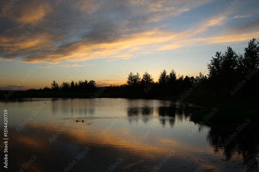Fototapeta premium Warm Glow On The Lake
