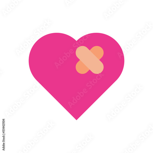 Vector of a heart with a bandage, symbolizing emotional healing or heartbreak recovery.
