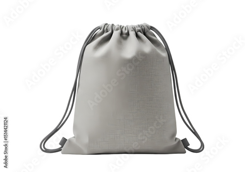 Grey Embossed Drawstring Backpack  Stylish  Durable isolated on transparent background