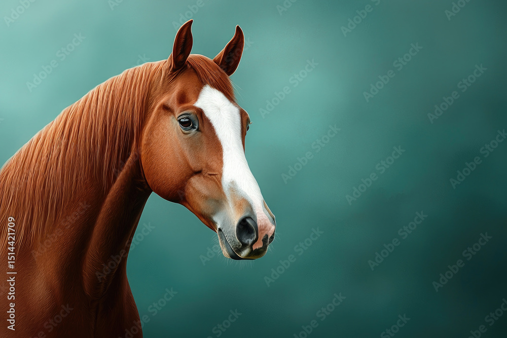 Fototapeta premium Majestic horse portrait natural setting animal photography close-up view equine beauty and grace