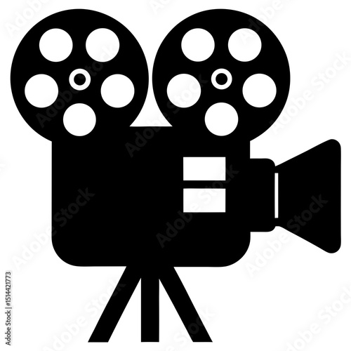 movie camera icon on white background