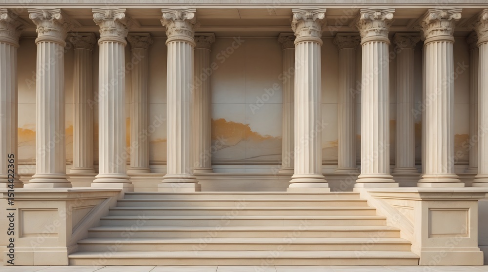 Obraz premium Majestic Ancient Greek Columns and Steps Architectural Design Inspiration