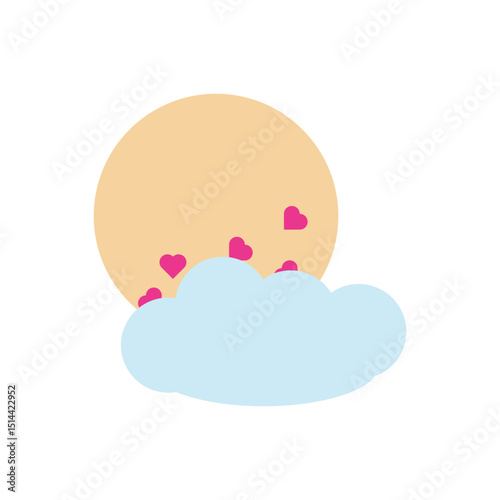 dreamy cloud raining down hearts, perfect for representing love, romance, and whimsical affection.