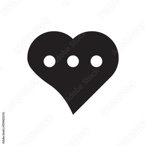 heart-shaped speech bubble with typing dots, symbolizing romantic messaging, texting, or chatting in dating apps.