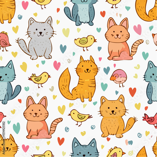 Everyday pet doodles in a cute pattern — lovely for kids' planners, toys, or party goods.