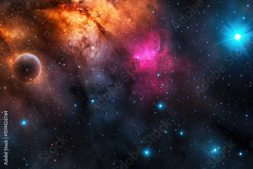 Exploring cosmic wonders nebulae and stars in the vast universe digital artwork space dark background imaginative concept