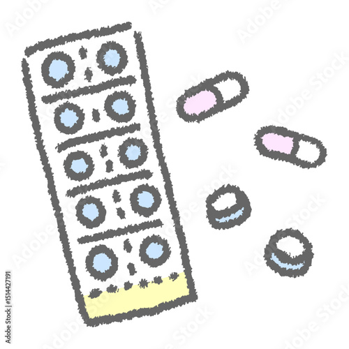 手描き風のかわいい薬のイラスト