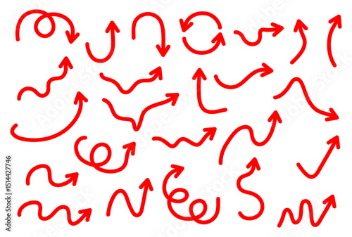 手描きの赤い矢印アイコンセット