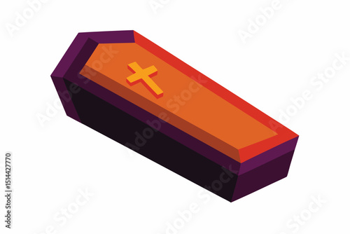 Coffin Halloween Spooky Coffin Design on White Background
