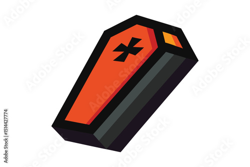 Coffin Halloween Spooky Coffin Design on White Background
