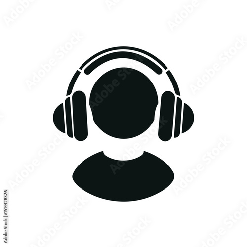 headphones icon silhouette on white background