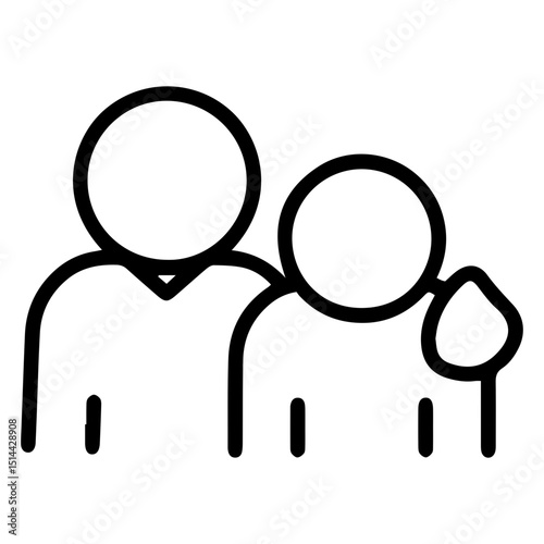 An (outline style) illustration of two stylized human figures, with one figure having their hand on the other's shoulder, denoting guidance, reassurance, protection, and a supportive relationship