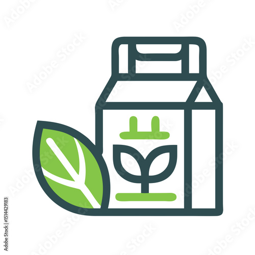 Eco-friendly packaging with plant icon - for sustainable packaging websites, eco-friendly product branding and zero waste marketing