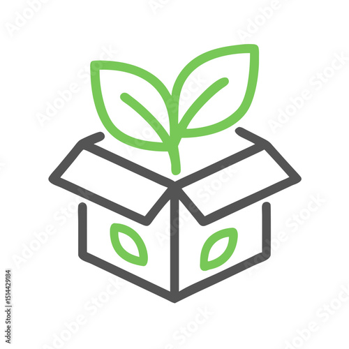 Eco-Friendly Box with Sprout Icon - Vector Graphic for Sustainable Shipping Websites, Green Packaging Solutions and Environmental Business Materials