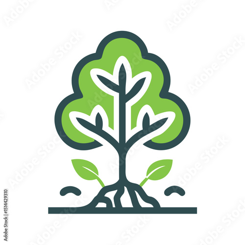 Tree Planting Icon - Vector Graphic for Reforestation Campaigns, Environmental Restoration Websites, Conservation Education and Ecological Volunteer Program Materials