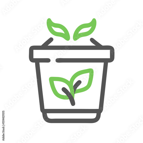 Compost Bin Icon with Sprouting Plant - Vector Graphic for Eco-Friendly Websites, Sustainability Blogs and Environmental Education Materials
