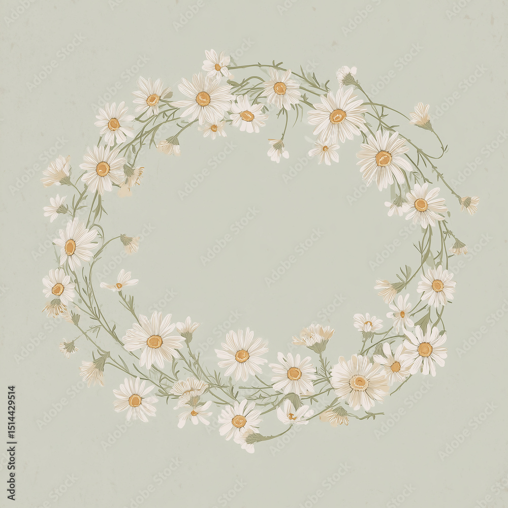 Obraz premium Daisy Wreath Frame: An elegant wreath of delicate daisies creates a charming frame, perfect for adding a touch of rustic elegance to your design projects.