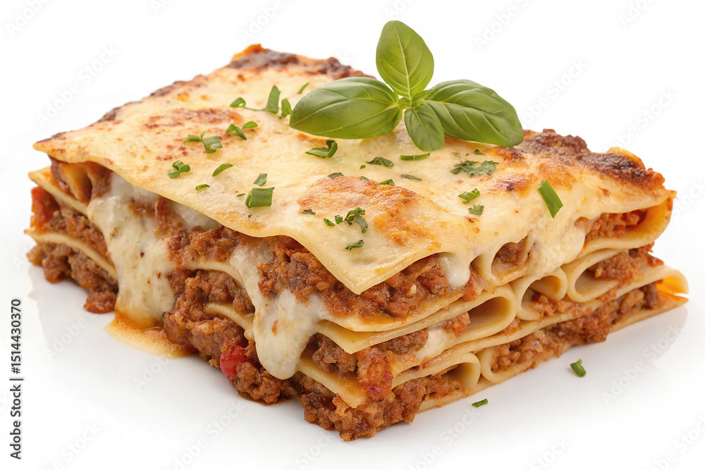 Piece of baked lasagna with minced meat and cheese isolated on transparent background png Piece of baked lasagna with minced meat and cheese isolated on transparent background png