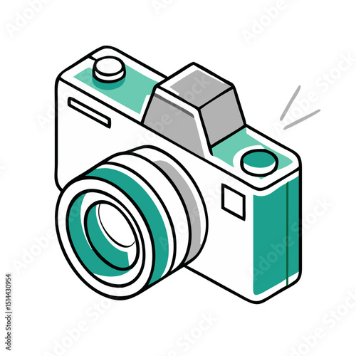 Teal Camera Icon - Vector Graphic for Photography Websites, Image Sharing Apps, Visual Content Creation Tools and Digital Media Educational Materials