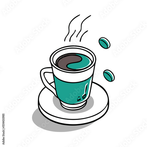 Steaming Coffee Cup Icon - Vector Graphic for Cafe Websites, Break Time Apps, Beverage Menu Design and Coffee Culture Blog Materials