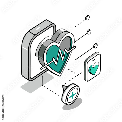 Heart Rate Monitor Icon - Vector Graphic for Health Tracking Apps, Fitness Monitoring Websites, Cardiology Education and Medical Device Interface Design