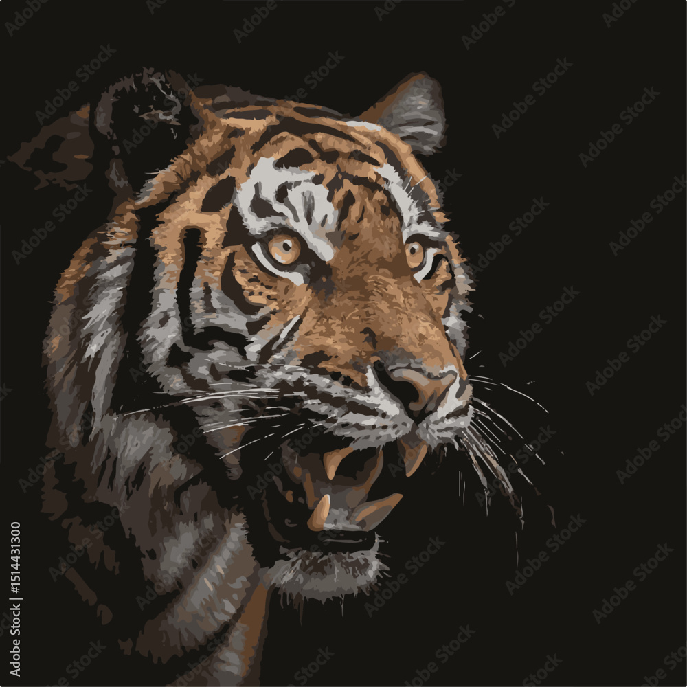 Fototapeta premium Majestic tiger portrait against black background