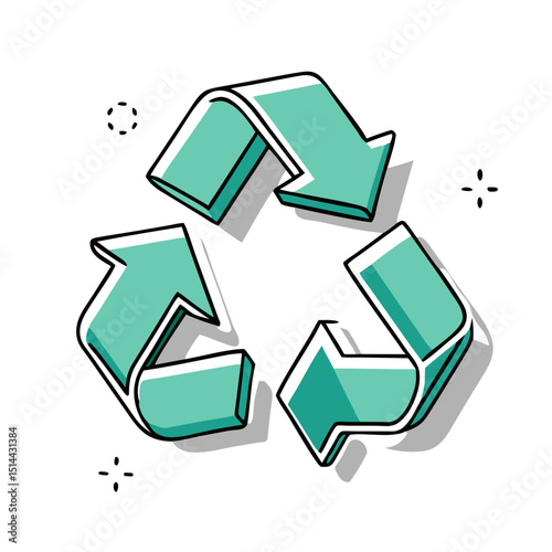 Recycling Symbol Icon in Teal - Vector Graphic for Environmental Websites, Sustainability Apps, Waste Management Education and Eco-Friendly Initiative Materials