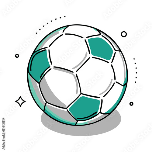 Soccer Ball Icon in Teal - Vector Graphic for Sports Websites, Football Apps, Game Event Platforms and Team Activity Educational Materials