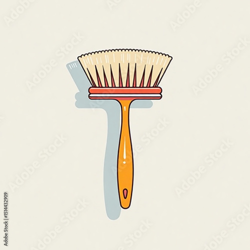 Stylized brush with bristles in a playful and minimalist design
