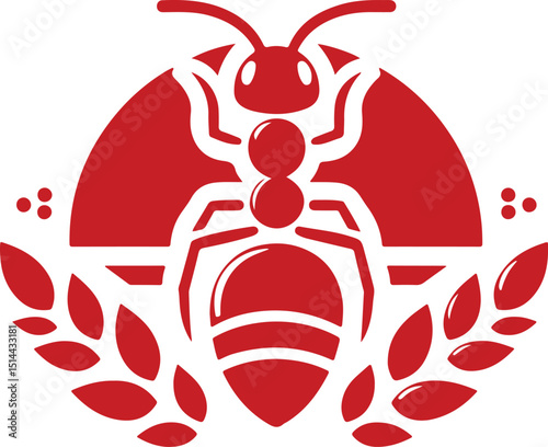 Red harvester ant logo design with white background