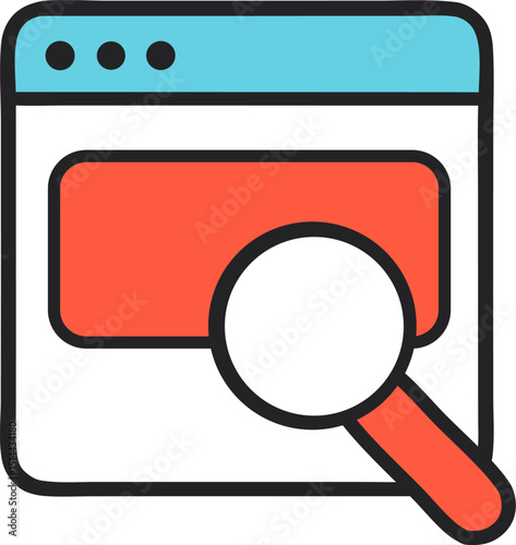 Browser window with search engine, perfect for web design concepts, online browsing, internet search illustrations, and digital technology visuals.