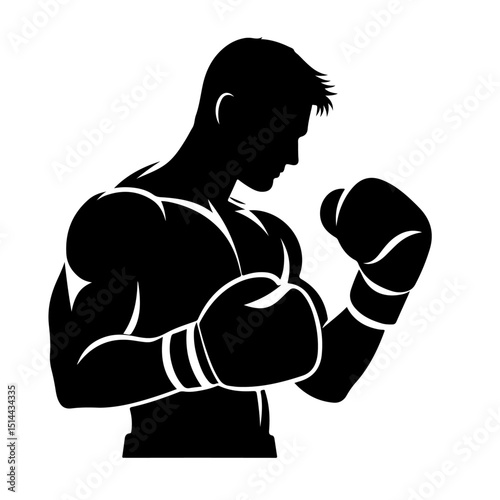 Boxer in Fighting Stance Silhouette for Sports and Strength Design