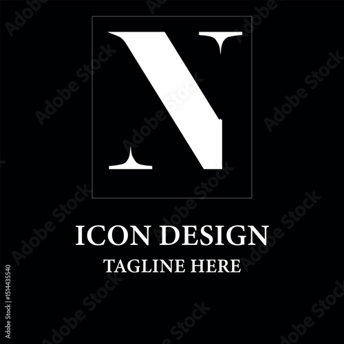 Elegant simple minimal luxury serif font alphabet letter N logo design