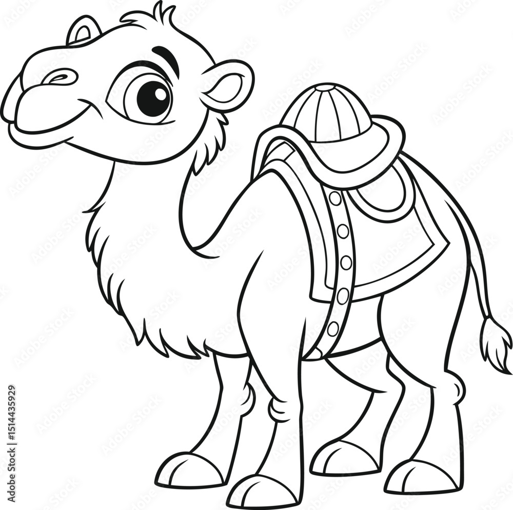 A cute camel vector art for children coloring  book
