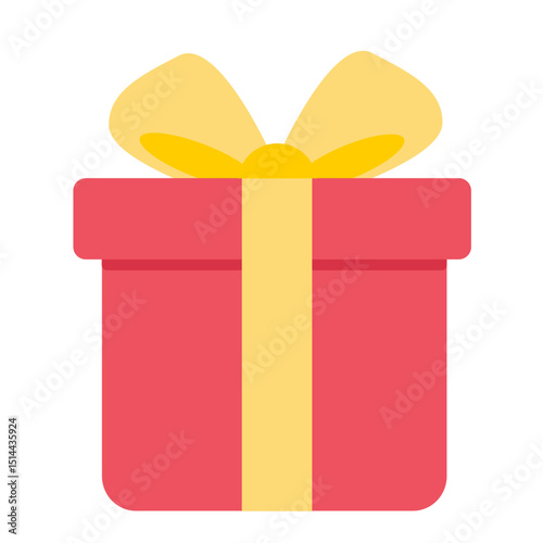 Red giftbox cartoon with yellow ribbon. Party decoration. Can be used for wallpaper and sticker