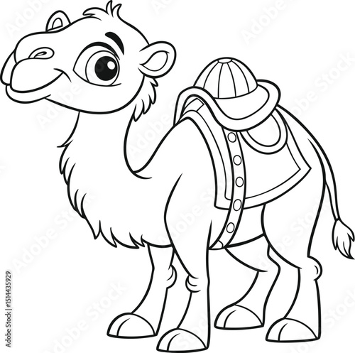 A cute camel vector art for children coloring  book