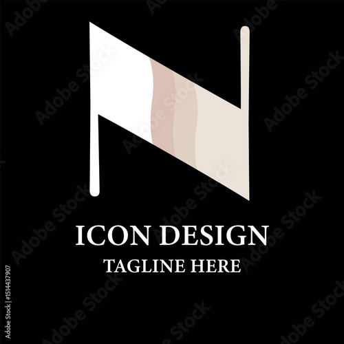 Brown and Black N logo design Shaped Letter N Icon