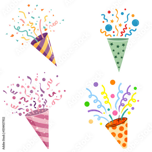 vibrant party popper set