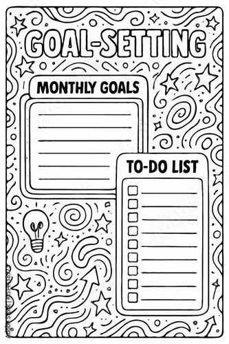 Goal Setting & To-Do List Planner - Motivational Productivity Coloring Page