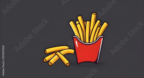 French fries vector, French fries illustration, Fries icon, Cartoon French fries, Fast food fries vector, Crispy fries illustration, French fries clipart, Fries in box vector, Vector fries icon, Hand-